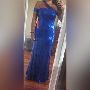 Blue shimmery Aidan Mattox gown